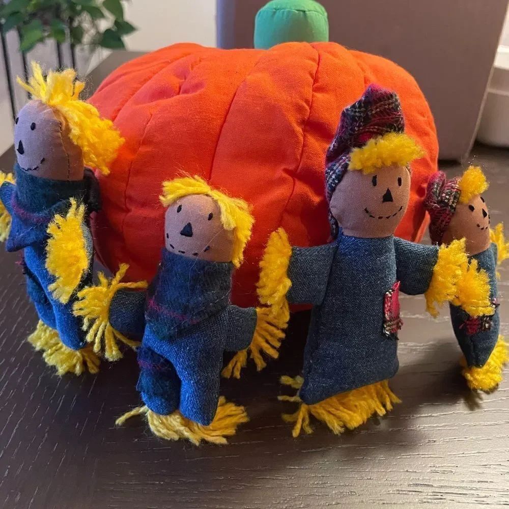 Vintage Pier 1 Soft Pumpkin and Scarecrow Family